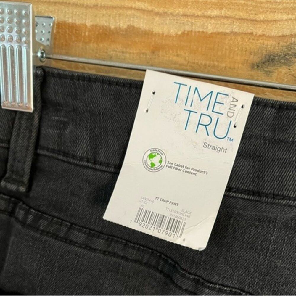 Time And Tru Black High Rise Straight Leg Crop Pants Size 8 - Picture 12 of 12